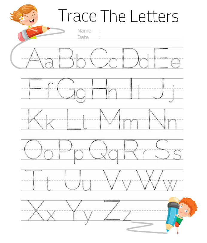 tracing letters a-z free printable | Letter Tracing Worksheets