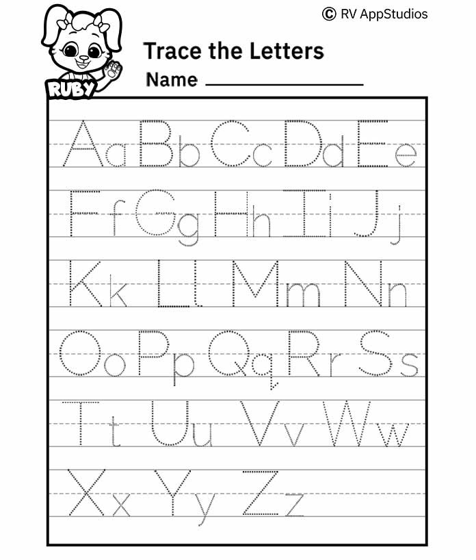 Free Letter Tracing Worksheets A Z