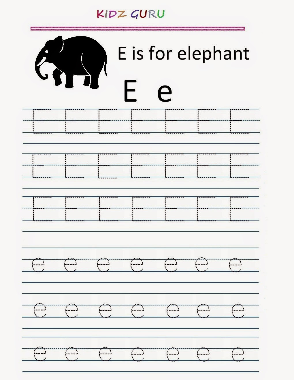 Alphabet E Tracing Worksheets AlphabetWorksheetsFree
