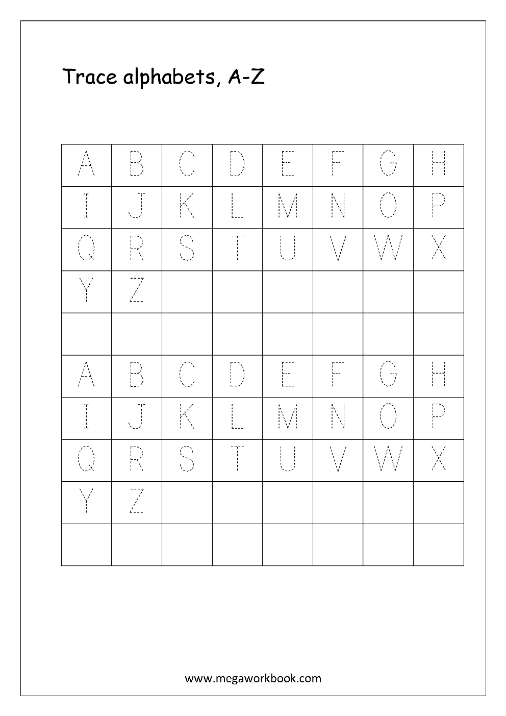 Alphabet Handwriting Worksheets A To Z Printable 