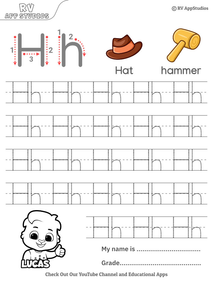 Alphabet Hh Letter Printable Letter Hh Tracing Worksheets