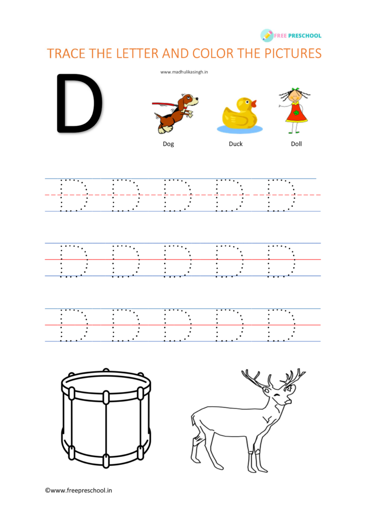 Alphabet Letter Tracing Dd Free Preschool | Letter Tracing Worksheets