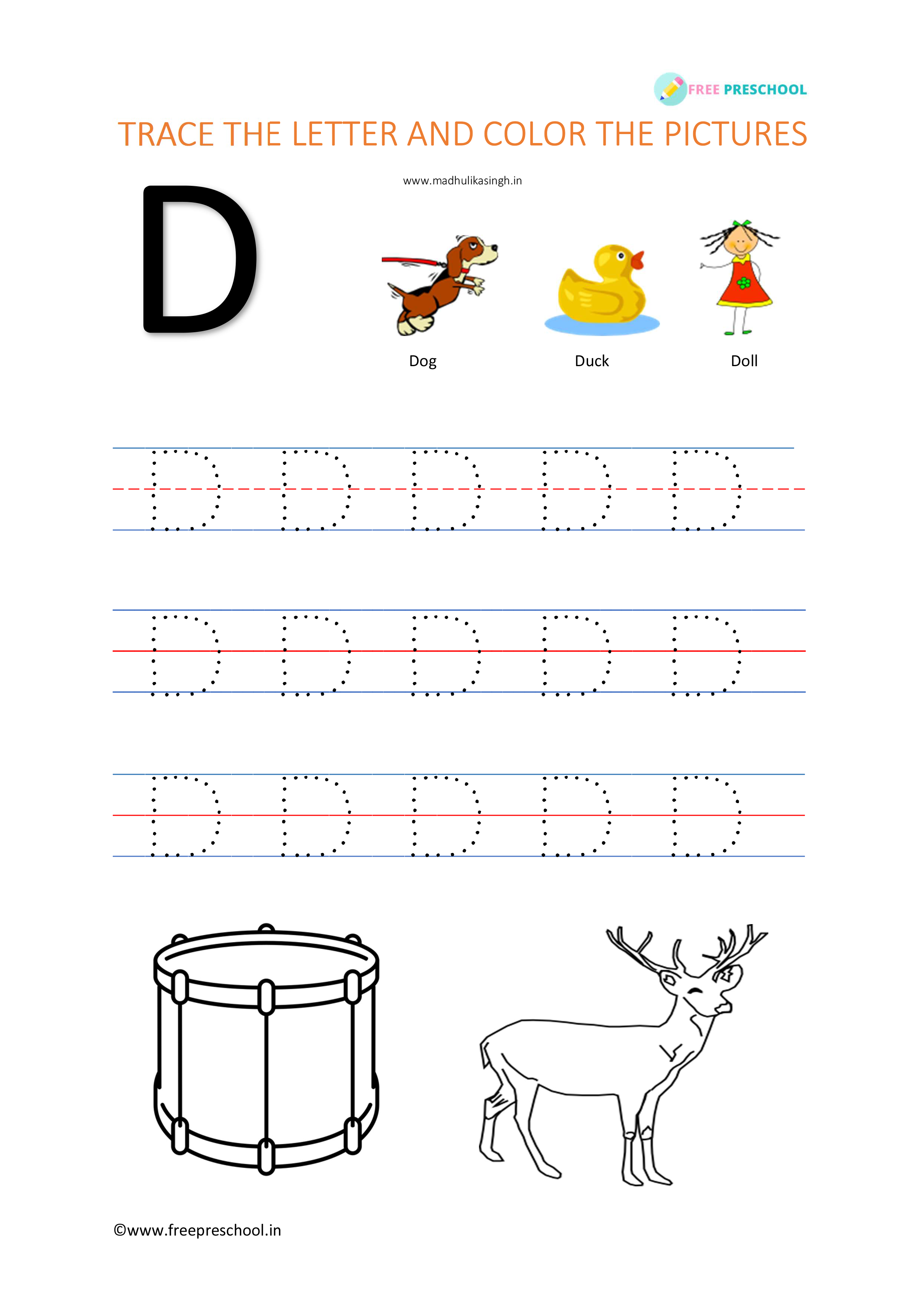 Alphabet Letter Tracing Dd Free Preschool