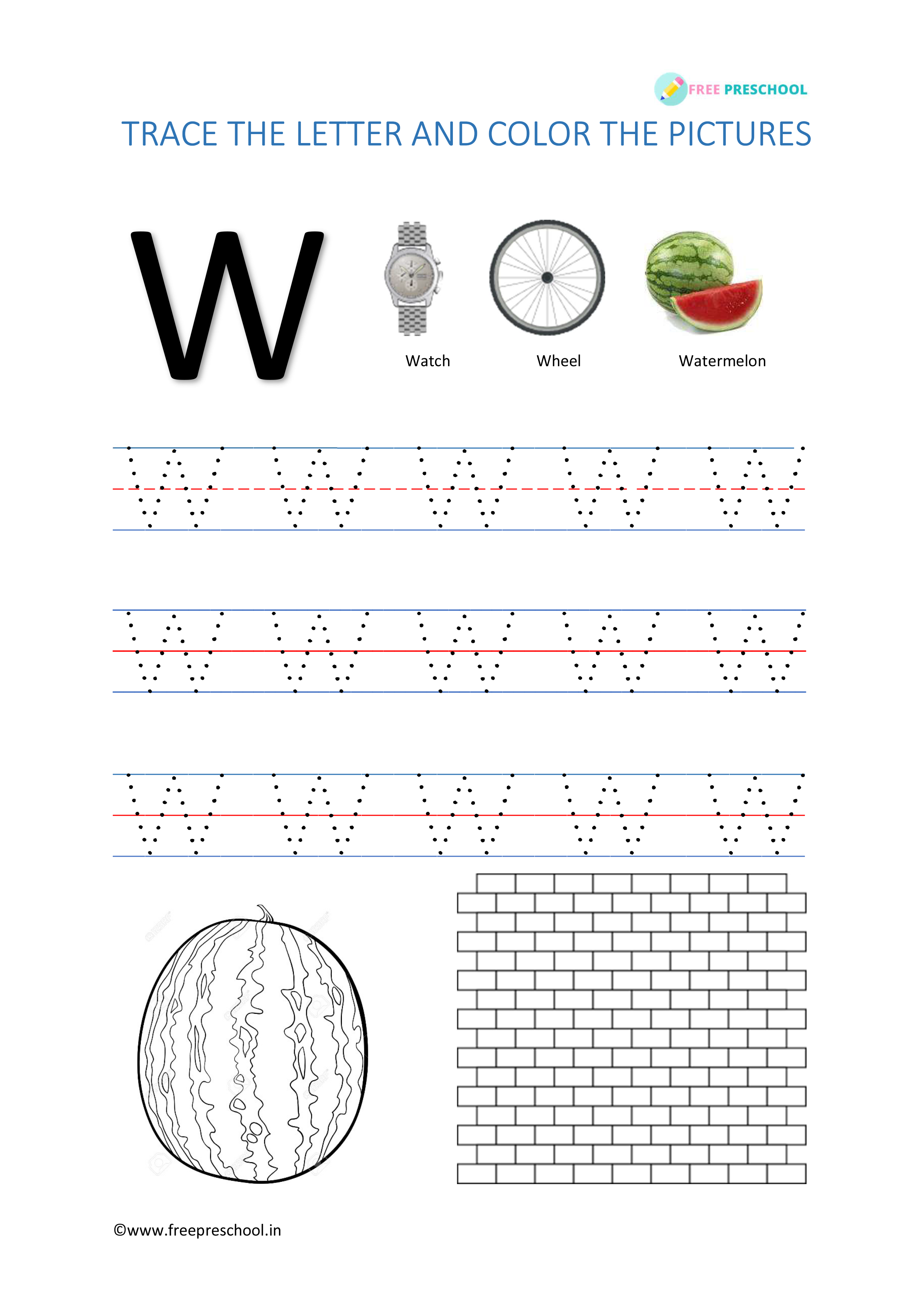 Alphabet Tracing Letter Ww Free Preschool