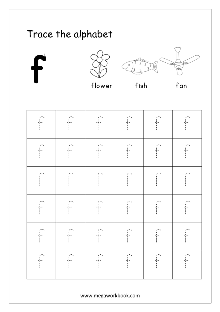 Small Letter F Tracing Worksheets