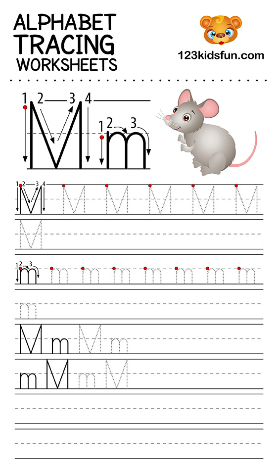 Alphabet Tracing Worksheets A Z Free Printable For Kids 123 Kids Fun 