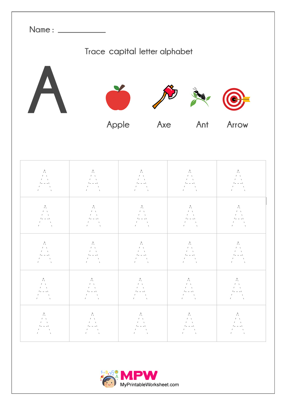 Capital A Tracing Worksheet AlphabetWorksheetsFree