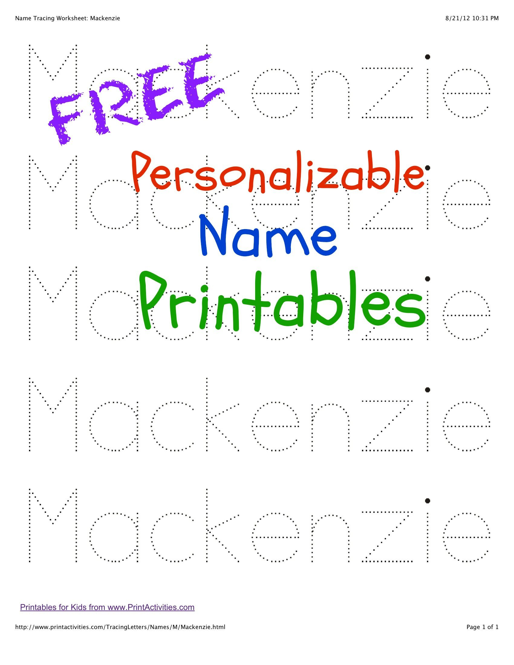 Dotted Name Tracing Worksheets AlphabetWorksheetsFree