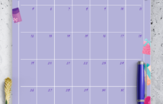 Download Printable Violet Monthly Birthday Calendar PDF