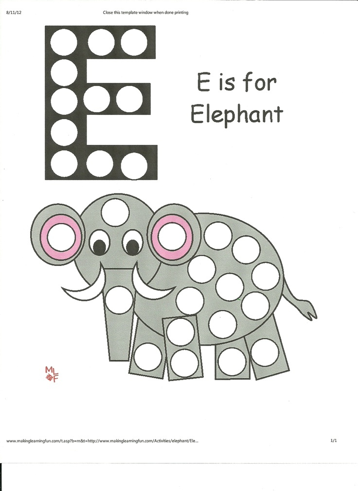 E Dot Activity Prints Childrens Activities Templates