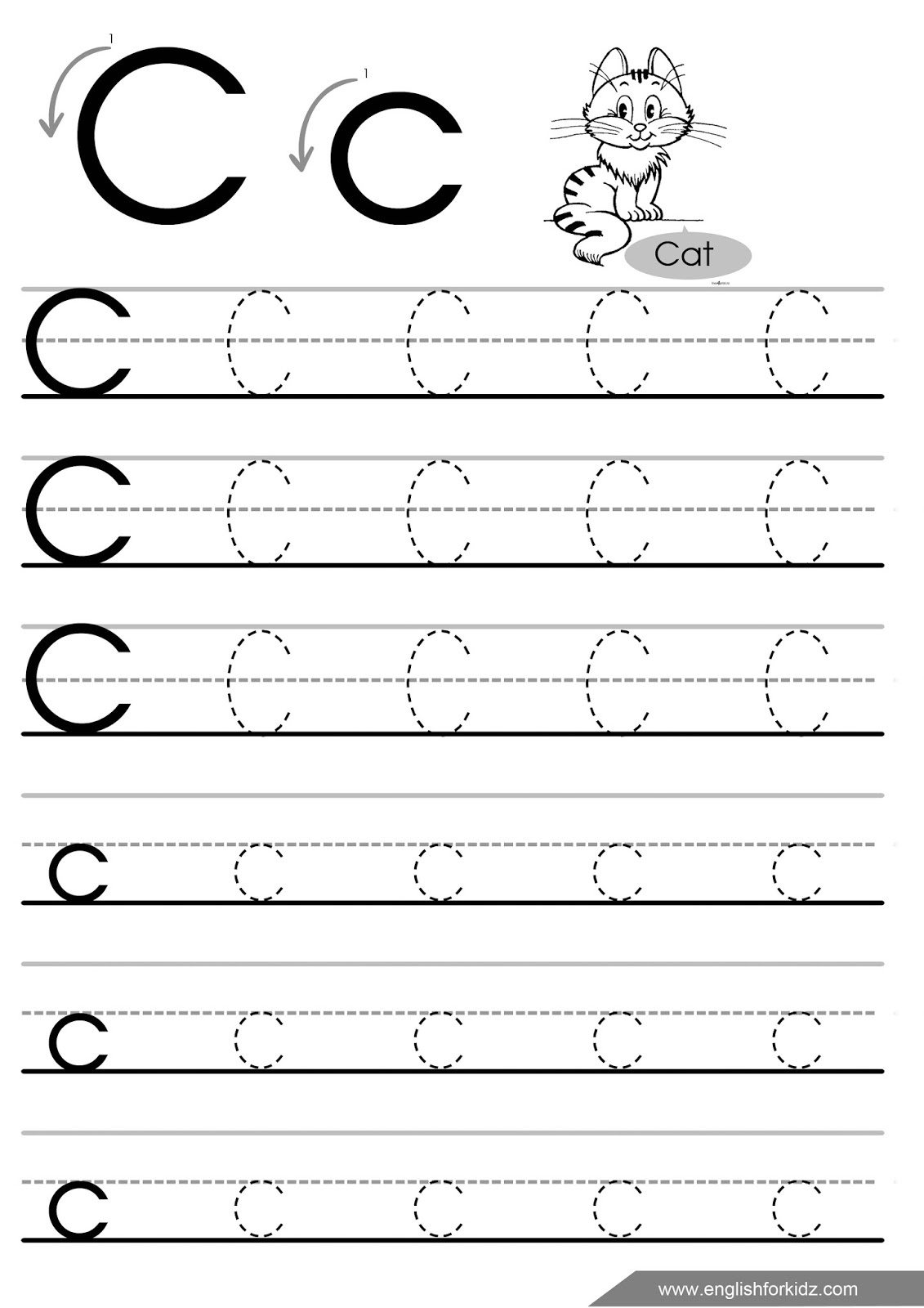 Tracing The Letter C Letter Tracing Worksheets