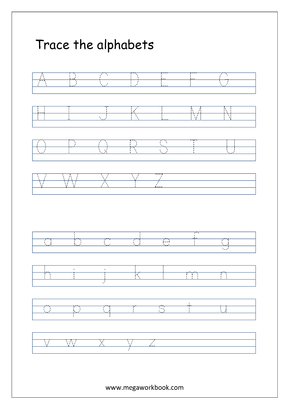 English Worksheet Alphabet Tracing Capital And Small Letters A Z A 