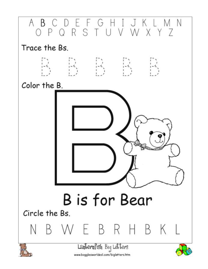 Tracing Letter B Worksheets For Preschool