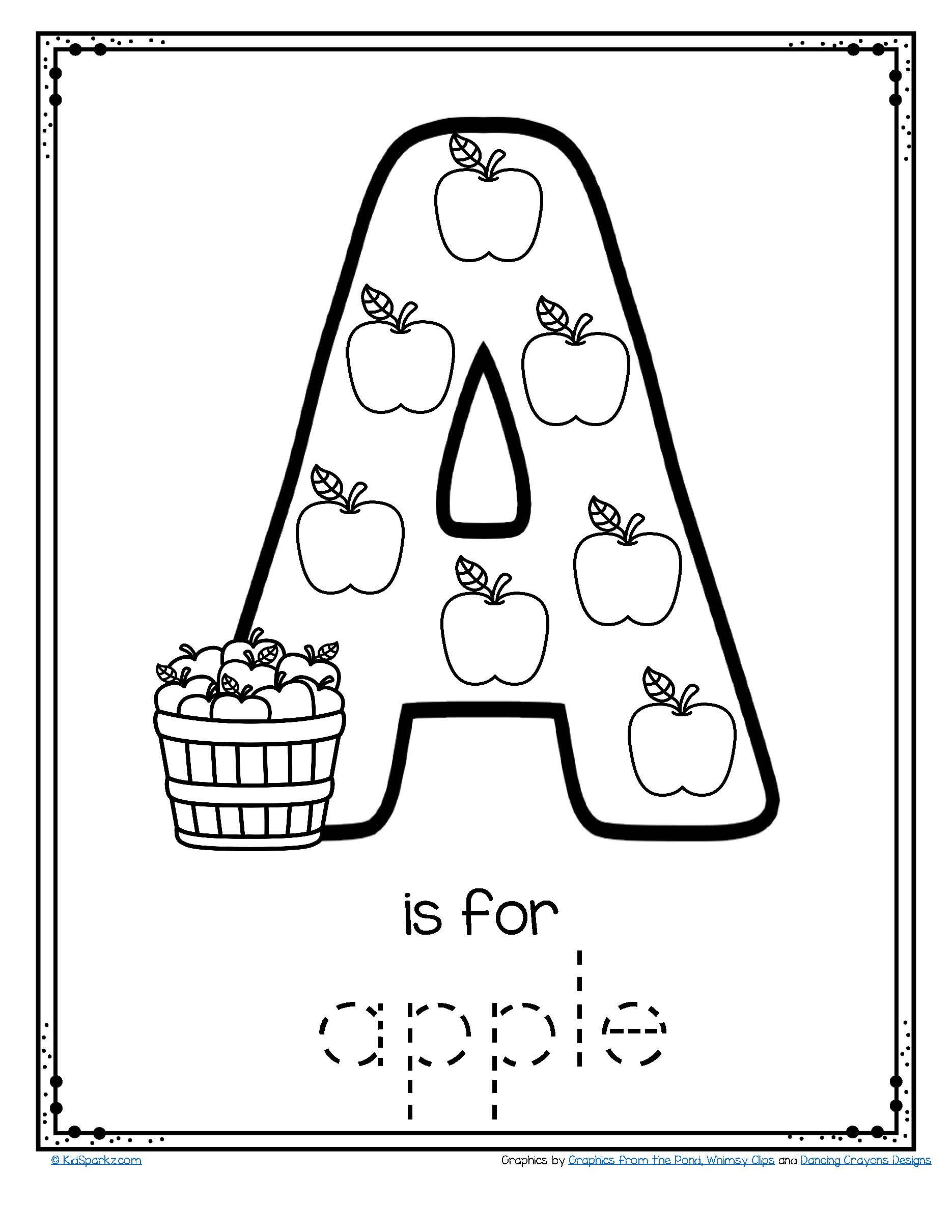 FREE A Is For Apple Alphabet Trace And Color Printable alphabet 