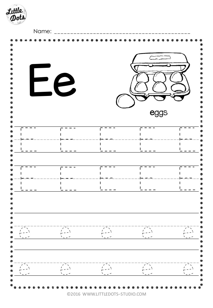 Letter E Preschool Tracing