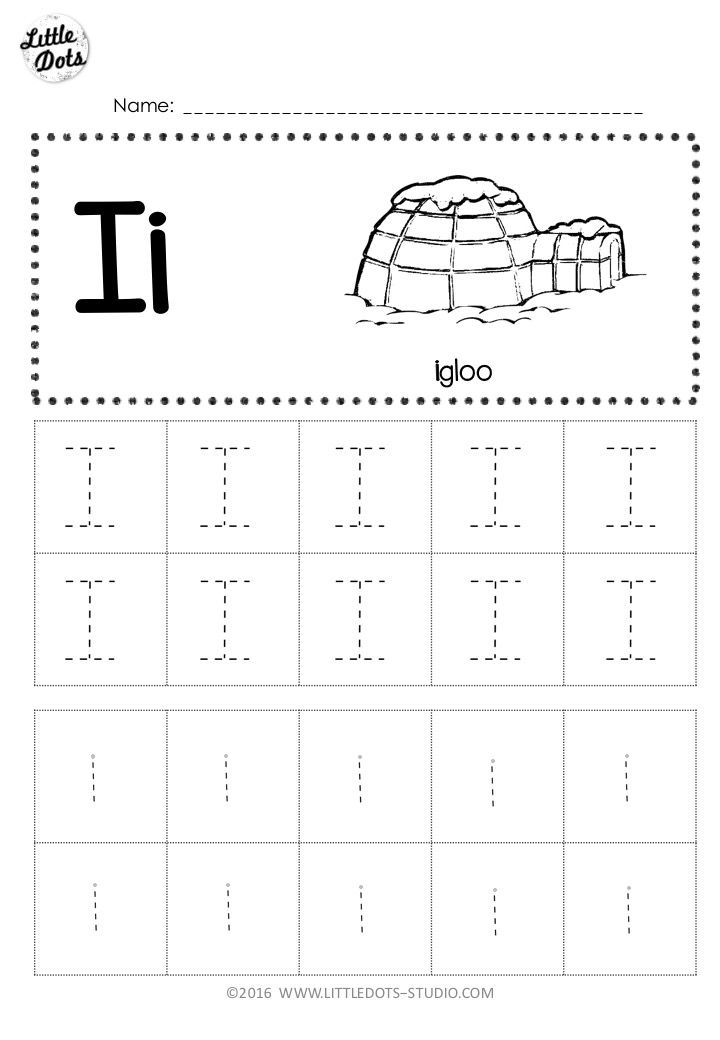 Tracing The Letter I Worksheets For Preschool