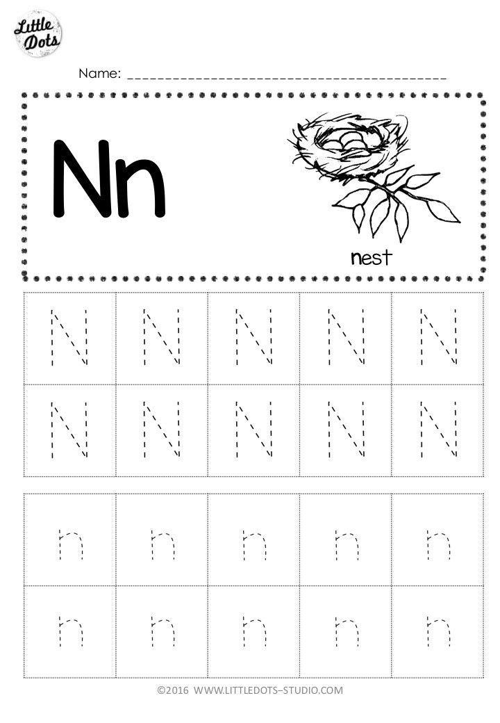 Free Letter N Tracing Worksheets