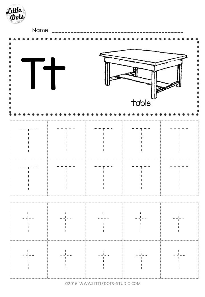 Letter T Tracing Worksheets Preschool