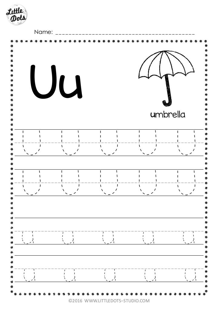 Free Letter U Tracing Worksheets