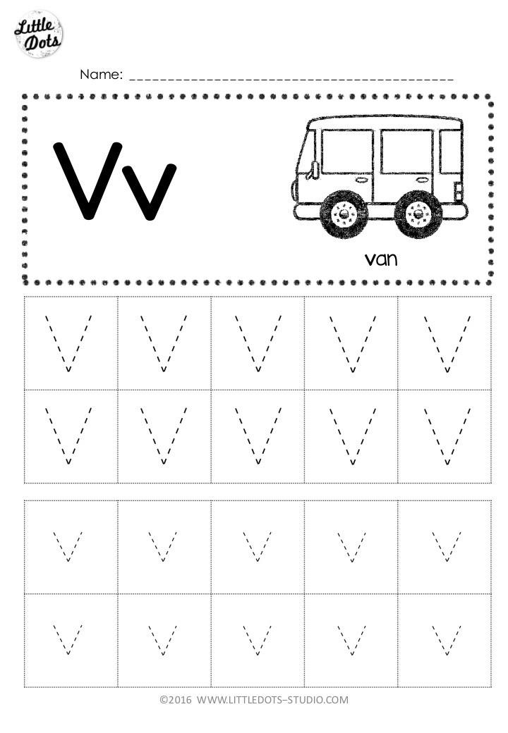 Free Letter V Tracing Worksheets