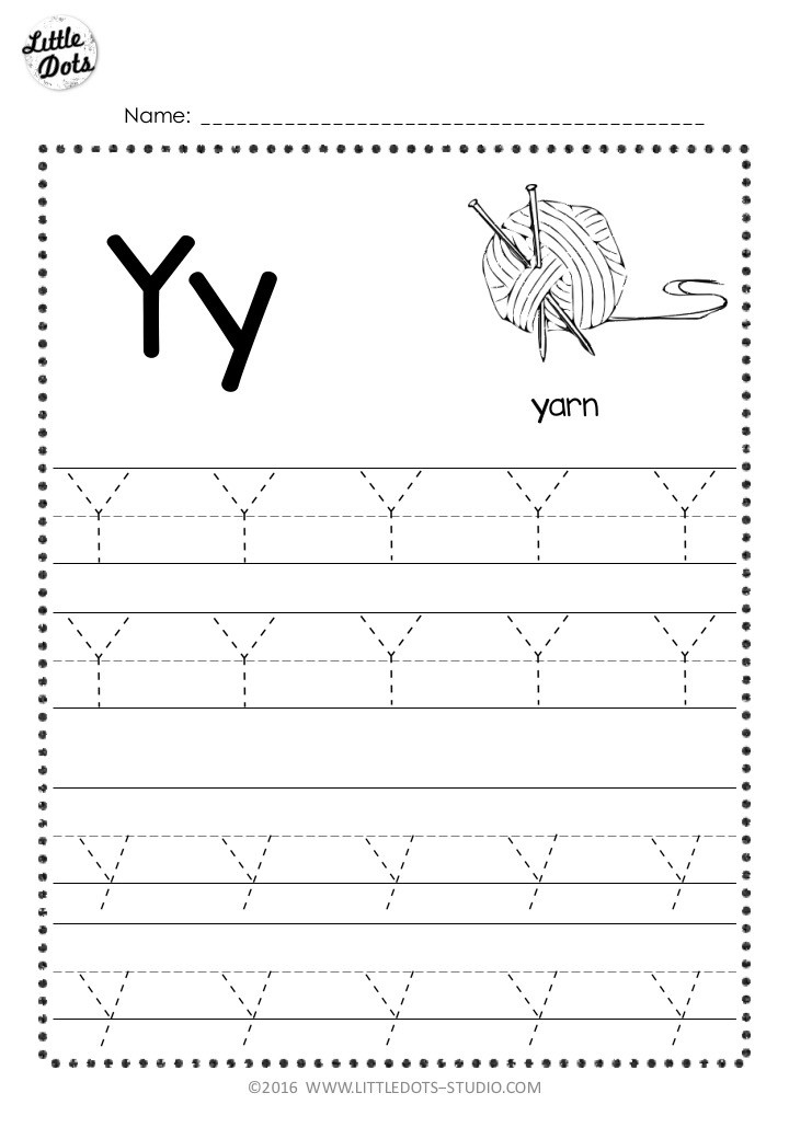 Free Letter Y Tracing Worksheets