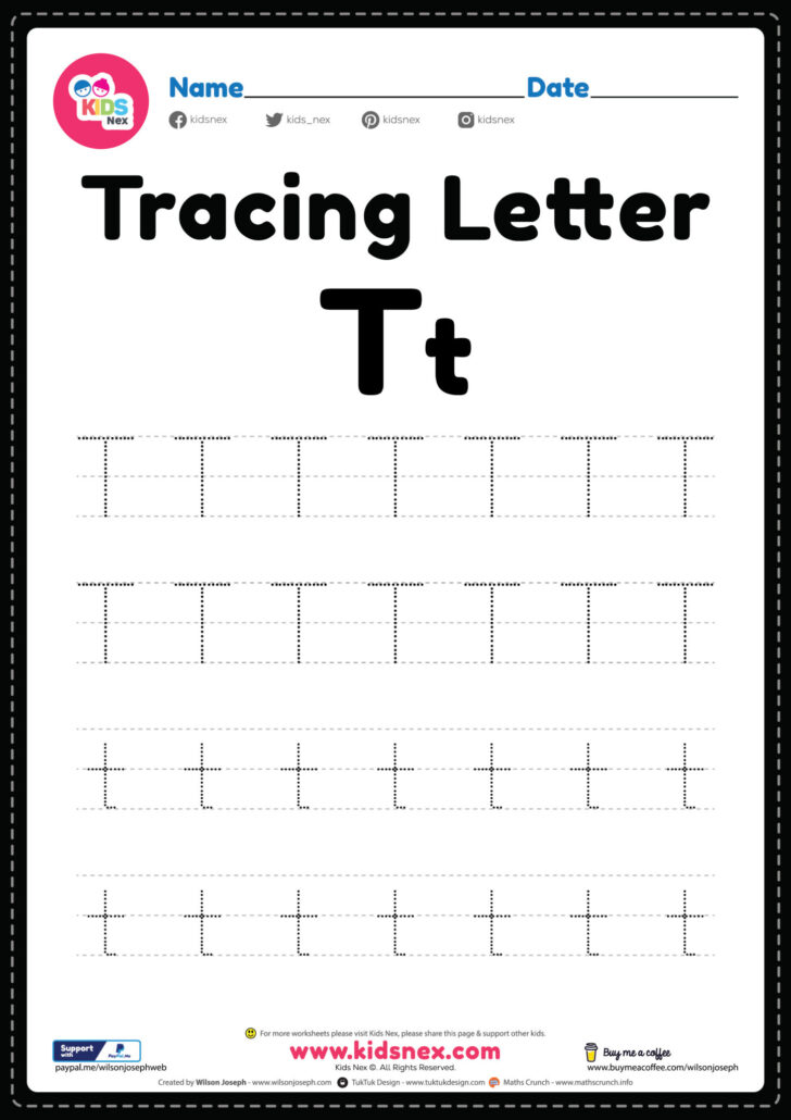 Printable Letter T Tracing Worksheets