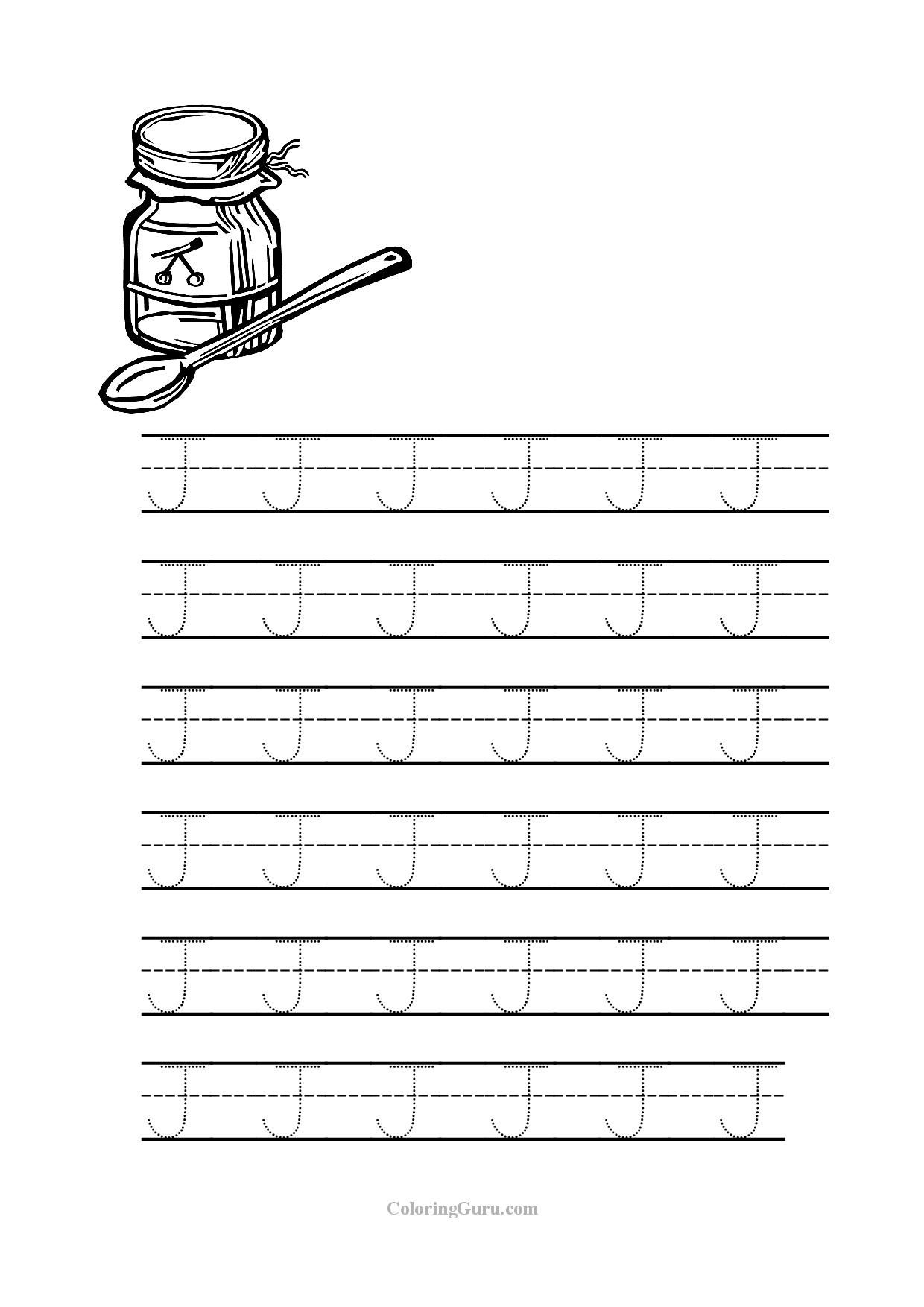 Free Printable Tracing Letter J Worksheets For Preschool Tracing 