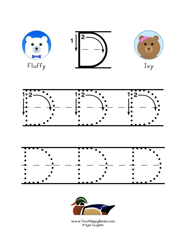 How To Write The Letter D With Large Images To Trace For Practice In 