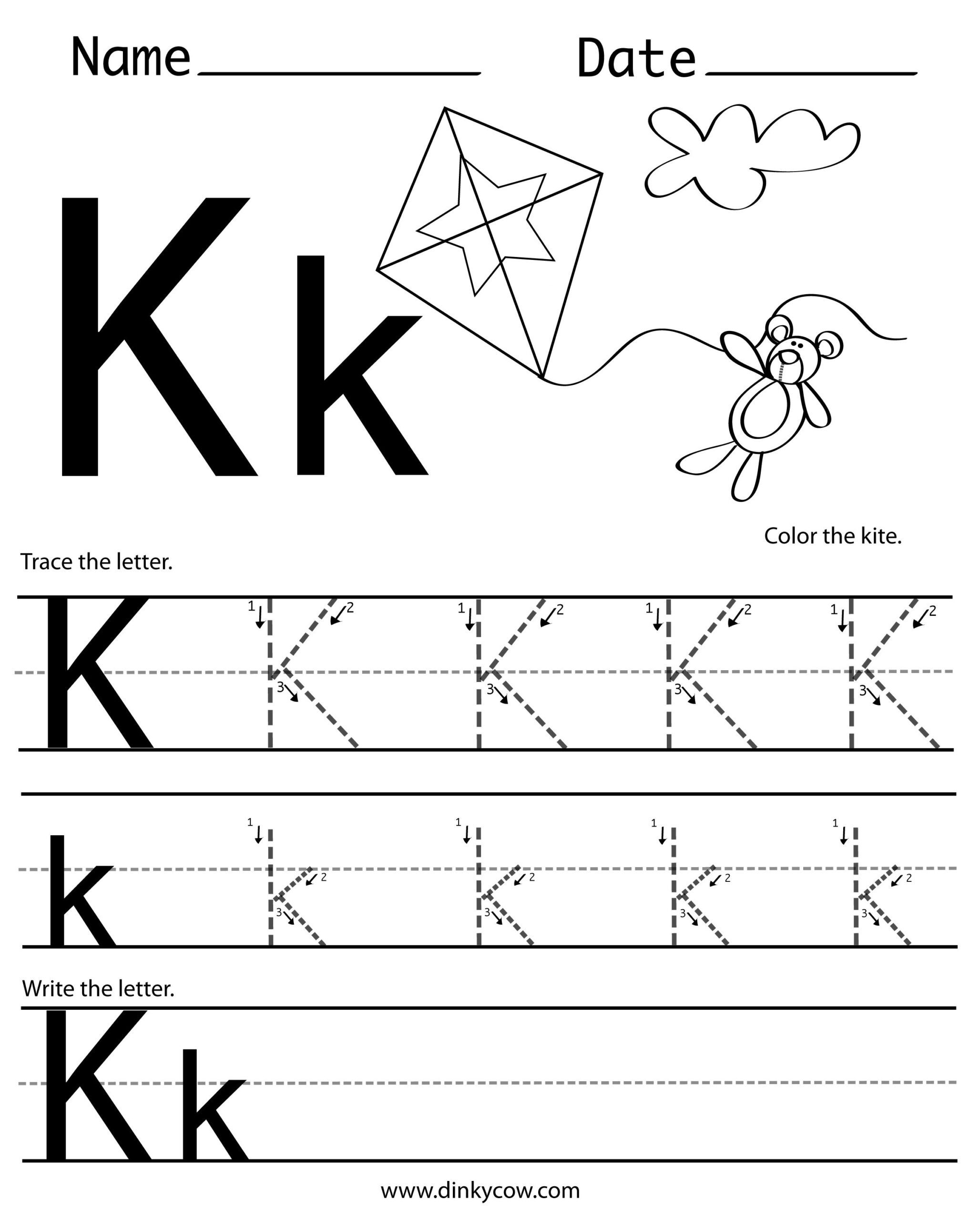 K Letter Tracing AlphabetWorksheetsFree