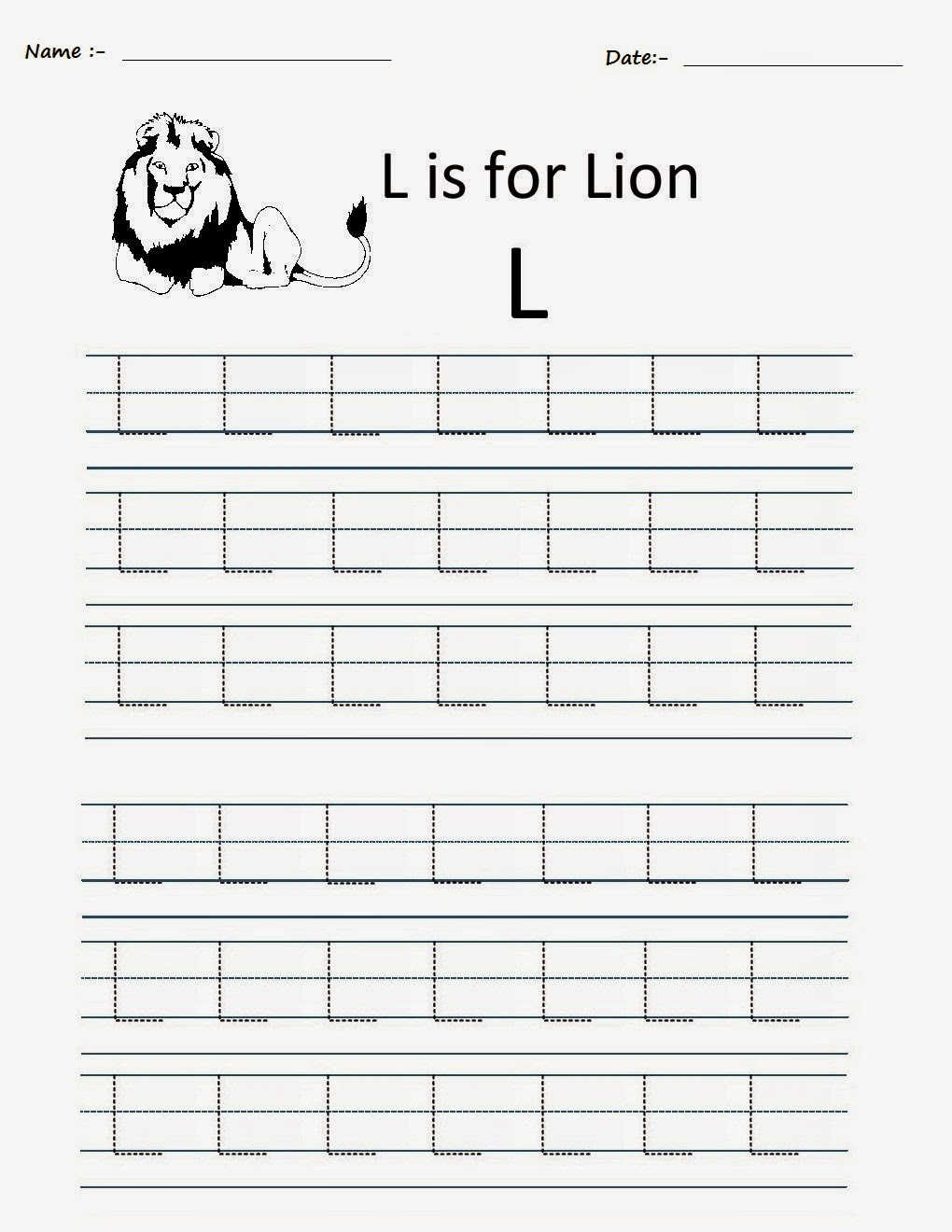 Kindergarten Worksheets Printable Tracing Worksheets Alphabet L 