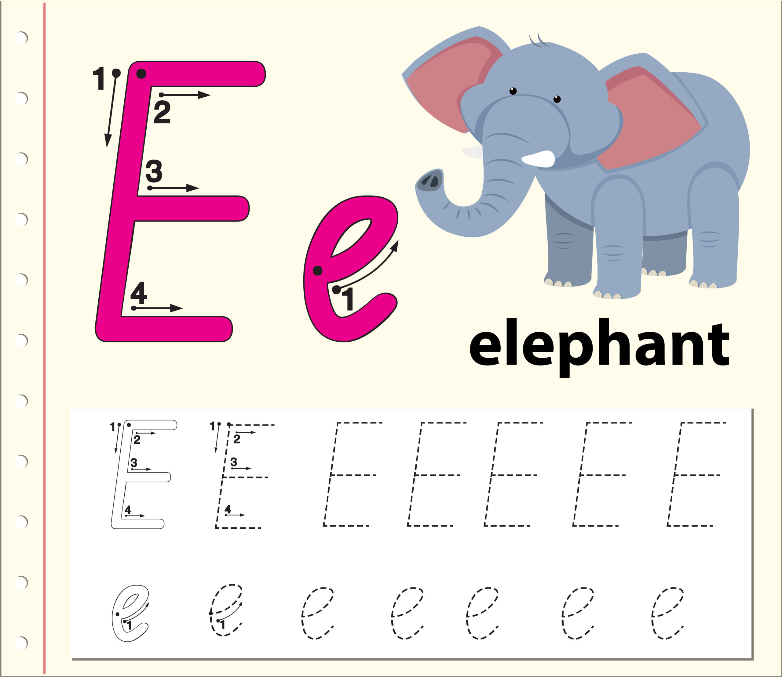 Letter E Tracing Alphabet Worksheets 694412 Download Free Vectors 