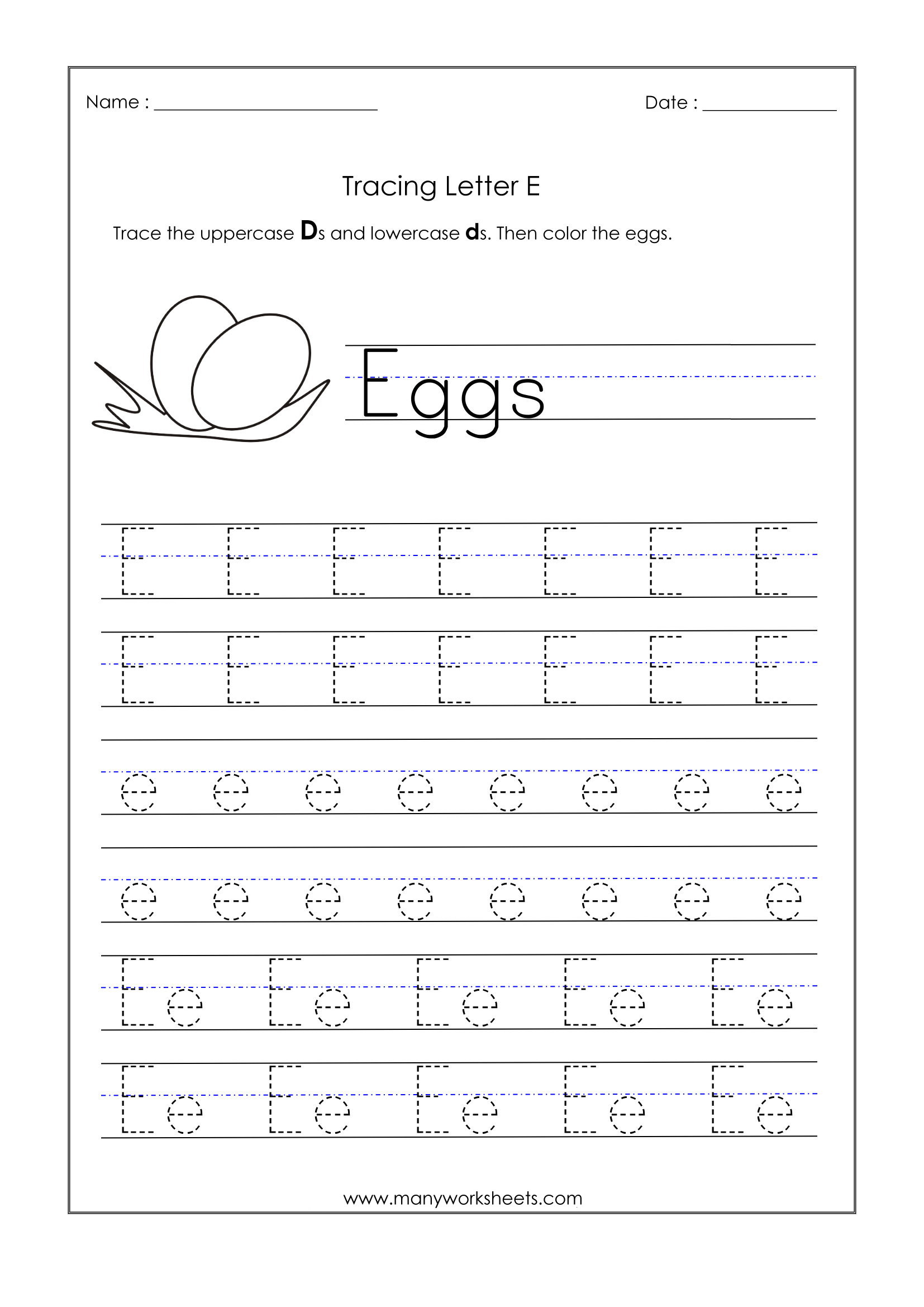 Letter E Tracing Worksheets Preschool AlphabetWorksheetsFree