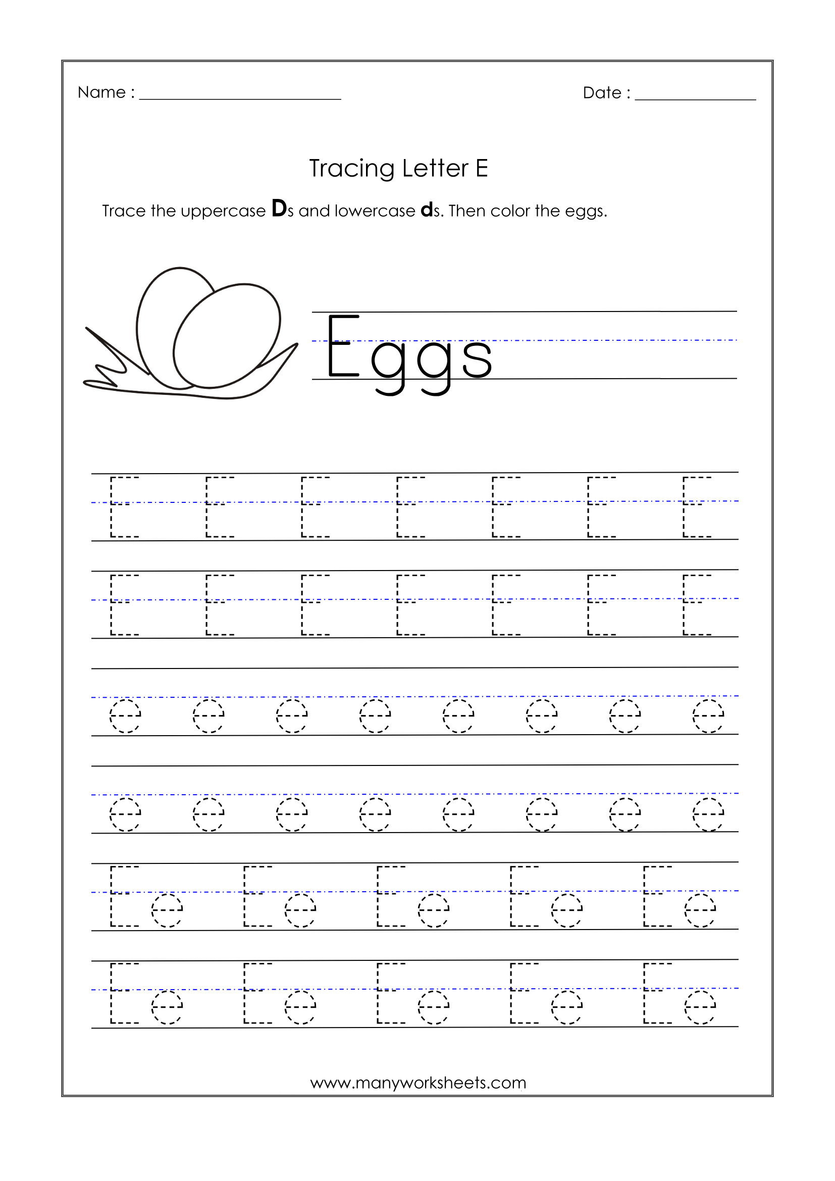 Tracing Letter E Preschool Letter Tracing Worksheets