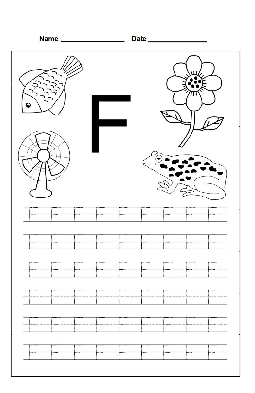 Letter F Trace Line Worksheet Preschool Crafts