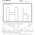 Letter H Coloring Worksheet Free Kindergarten English Worksheet For Kids