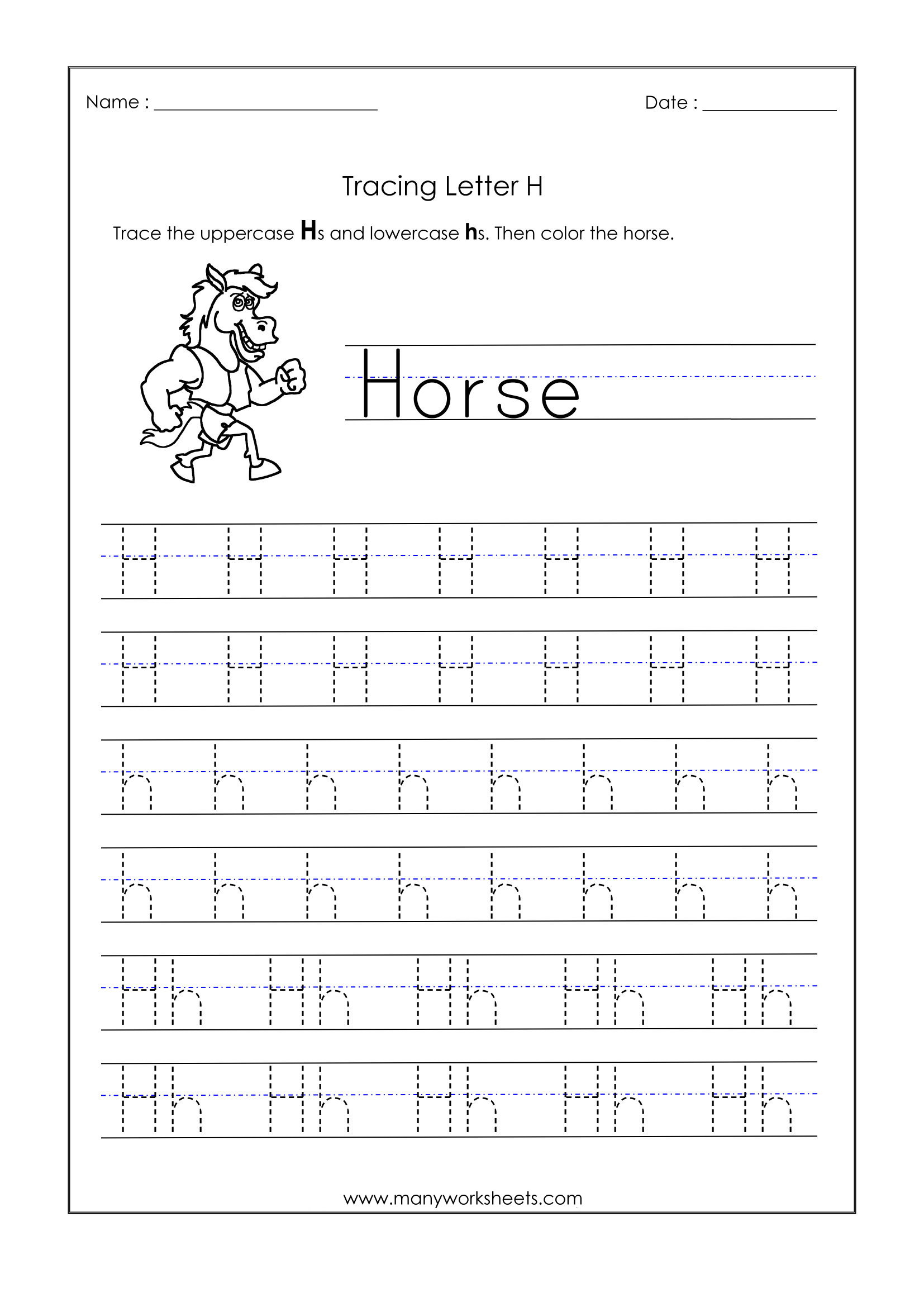 Letter H Tracing Worksheets AlphabetWorksheetsFree