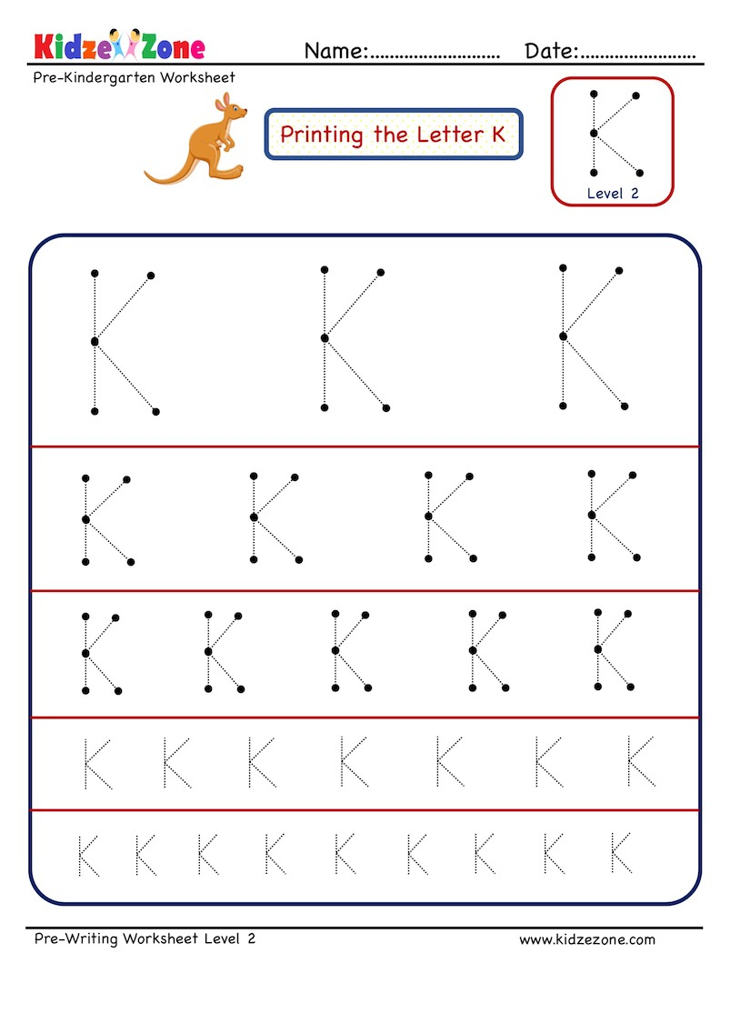 Letter K Tracing Worksheets For Preschool Dot To Dot Name Tracing Website