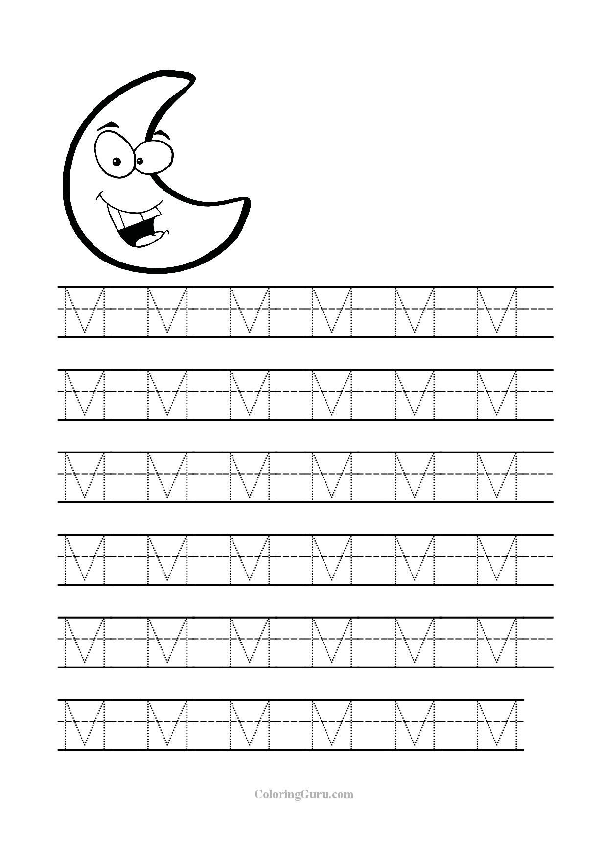 Letter M Template For Preschool Tracing Worksheets Name Tracing 