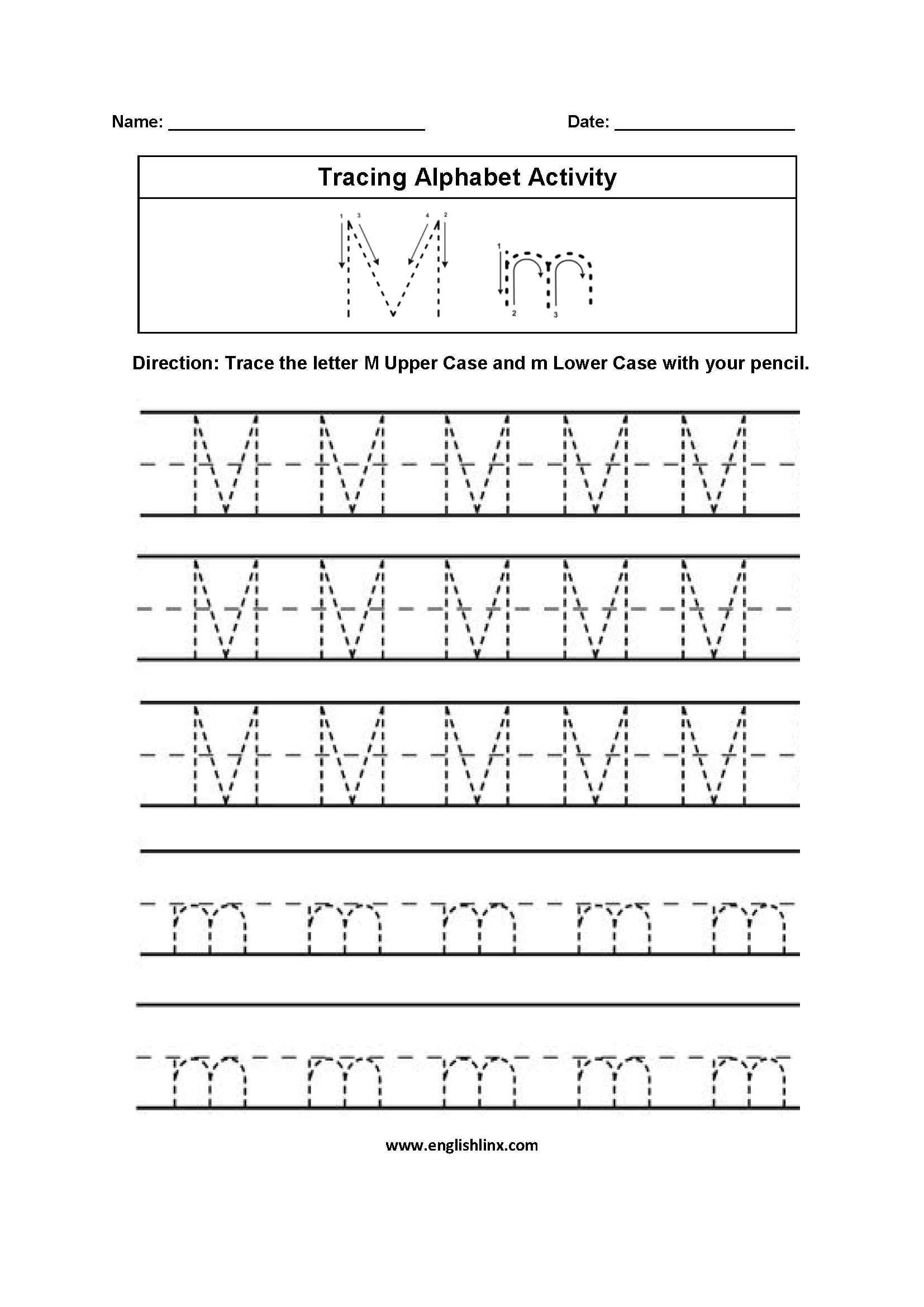 Letter M Tracing Alphabet Worksheets Letter M Worksheets Alphabet 