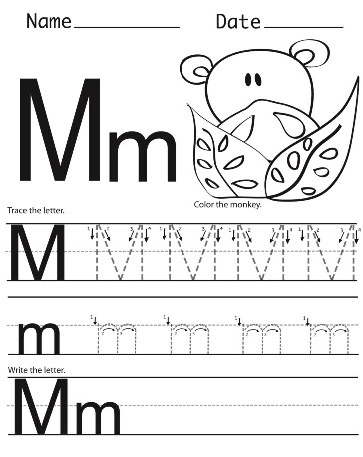M Letter Tracing Worksheets