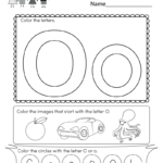 Letter O Coloring Worksheet Free Kindergarten English Worksheet For Kids