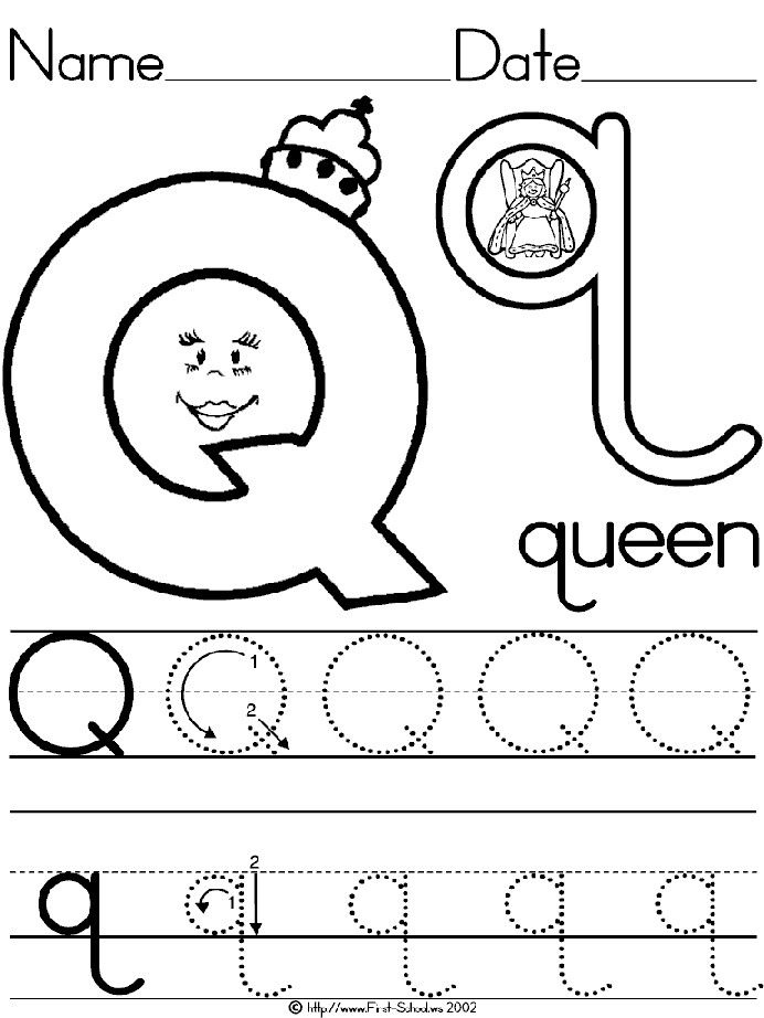 Letter Q Worksheets For Preschool Preschool Writing Alphabet 