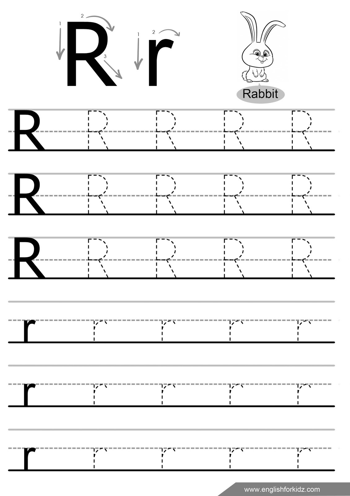 Letter R Tracing Worksheets AlphabetWorksheetsFree