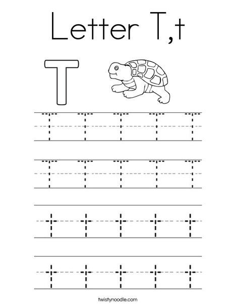 Letter T t Coloring Page Twisty Noodle Handwriting Worksheets For 