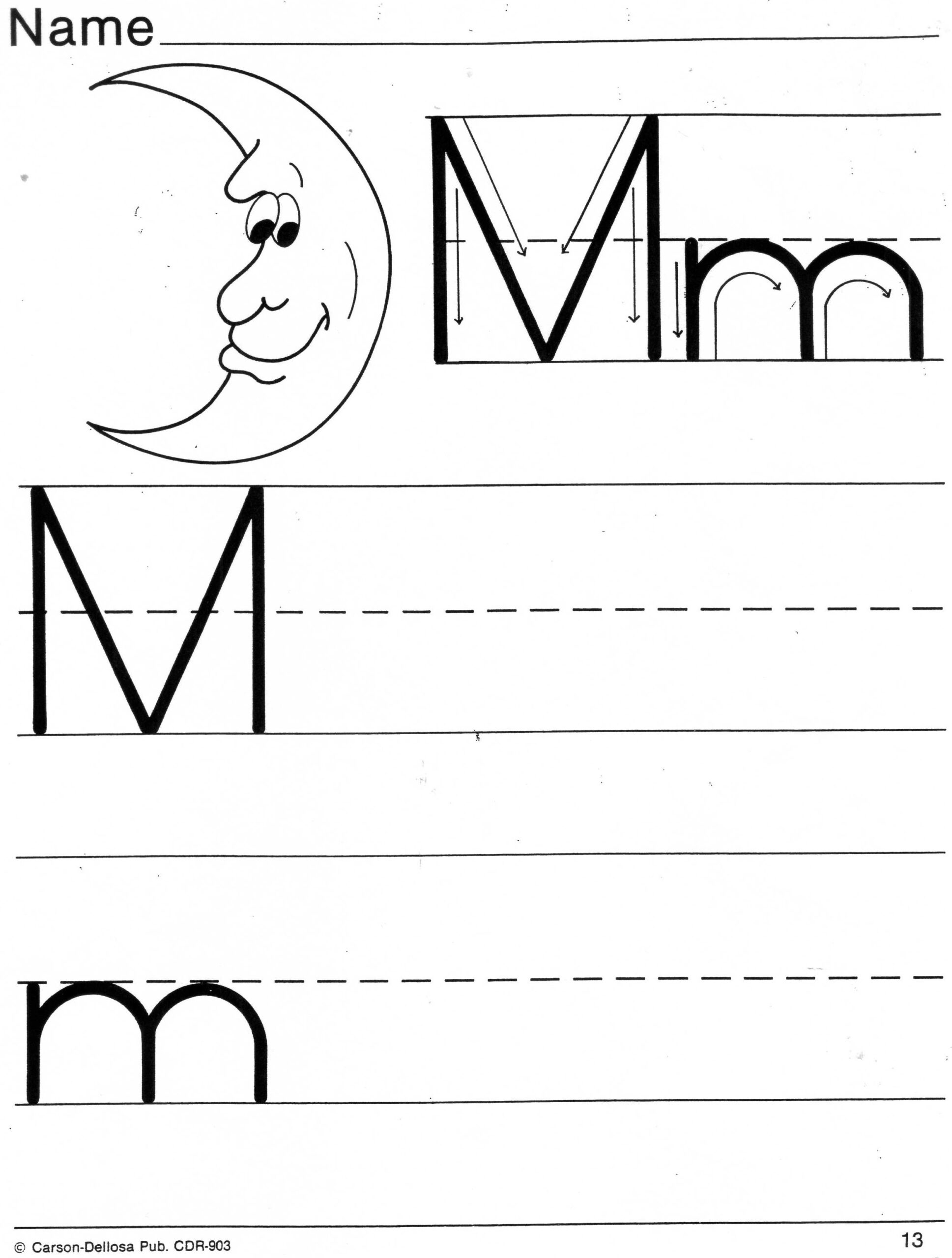 Trace The Letter M Worksheet Letter Tracing Worksheets