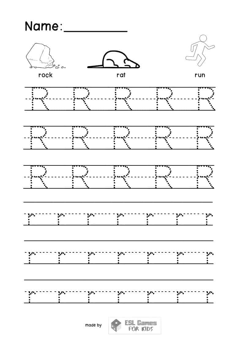 Tracing Letter Rr Worksheet | Letter Tracing Worksheets