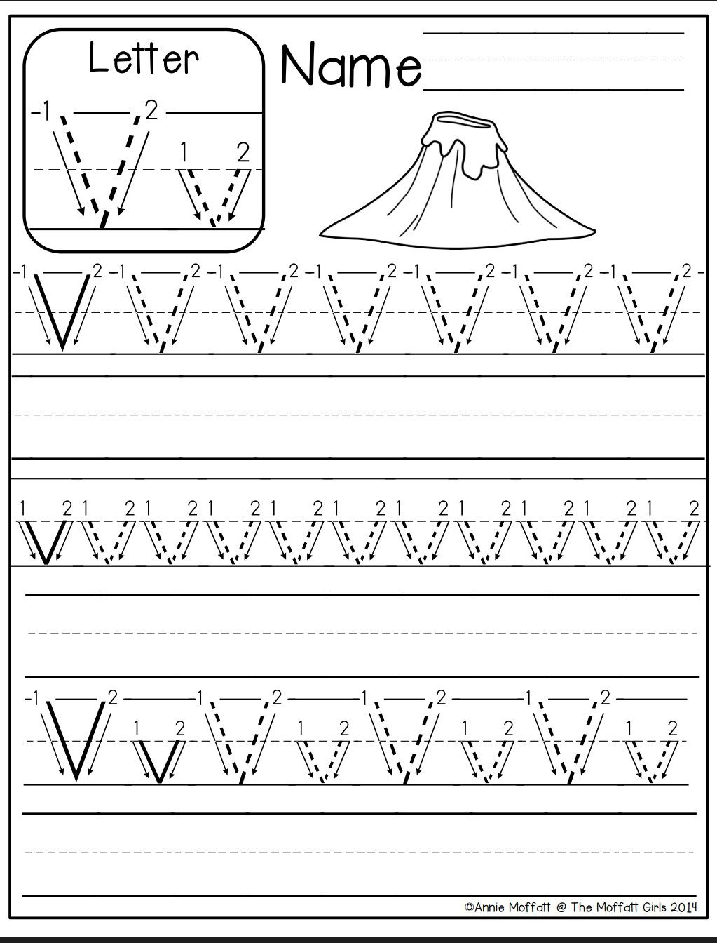 Letter V Tracing Sheet AlphabetWorksheetsFree