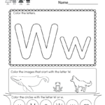 Letter W Coloring Worksheet Free Kindergarten English Worksheet For Kids