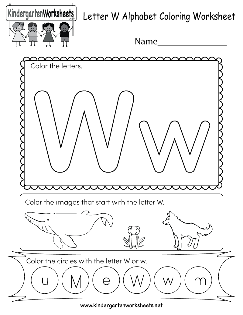 Letter W Coloring Worksheet Free Kindergarten English Worksheet For Kids