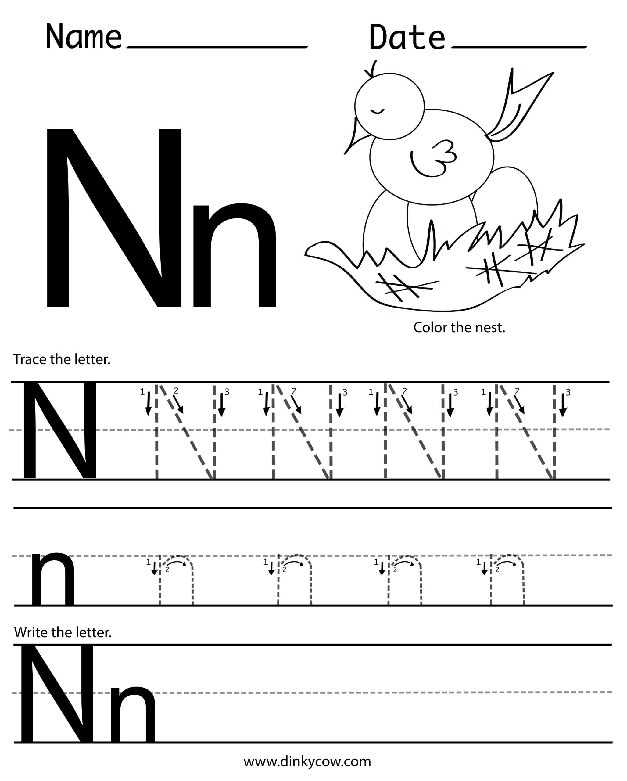Letter Worksheets For Preschool Tracing Worksheets Preschool Letter N 